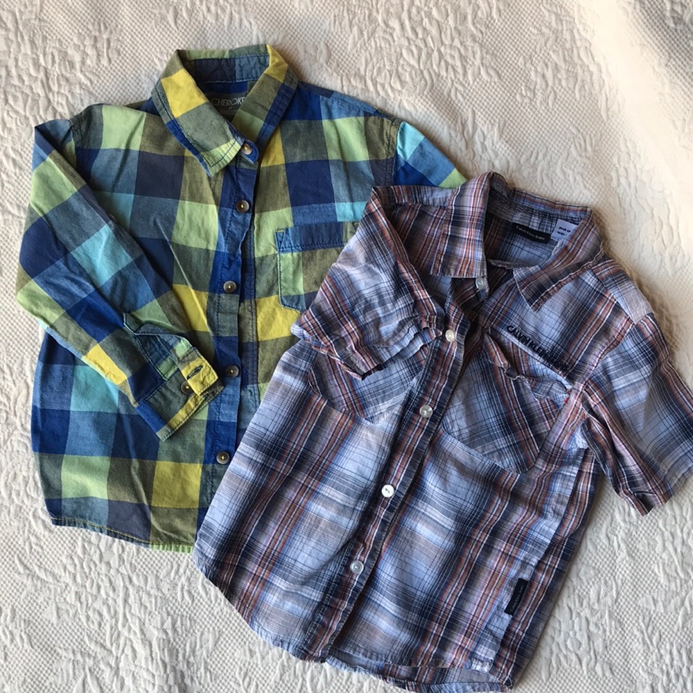 Plaid button down shirt bundle 4T